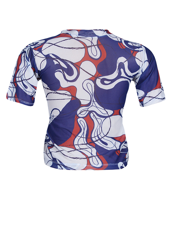 Ada Mesh Top - Blue Abstract