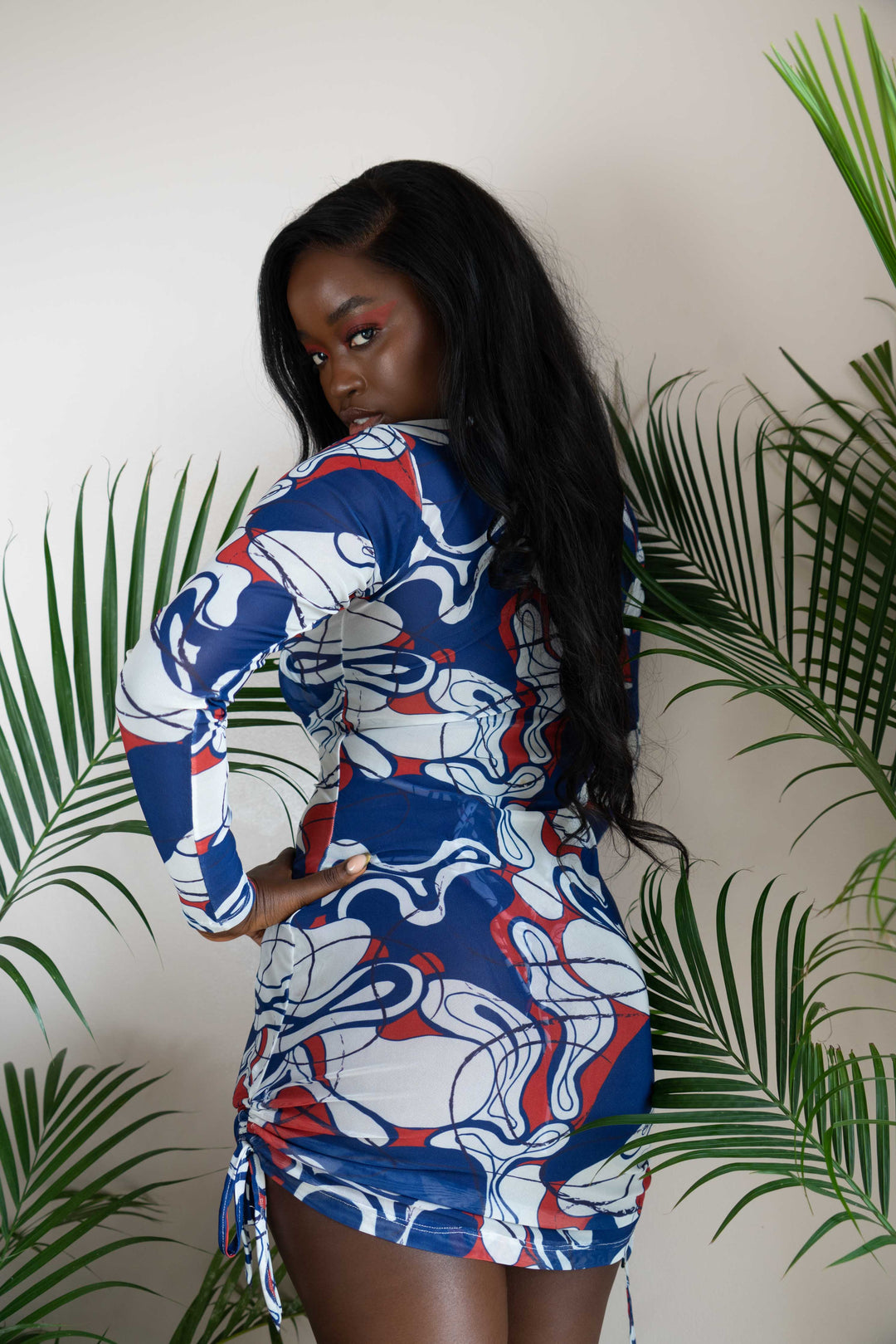 Simi Mini Mesh Dress - Blue Abstract