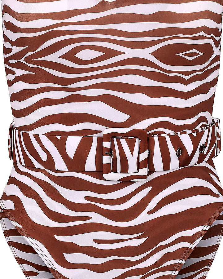 Labadi One Piece - Brown Zebra