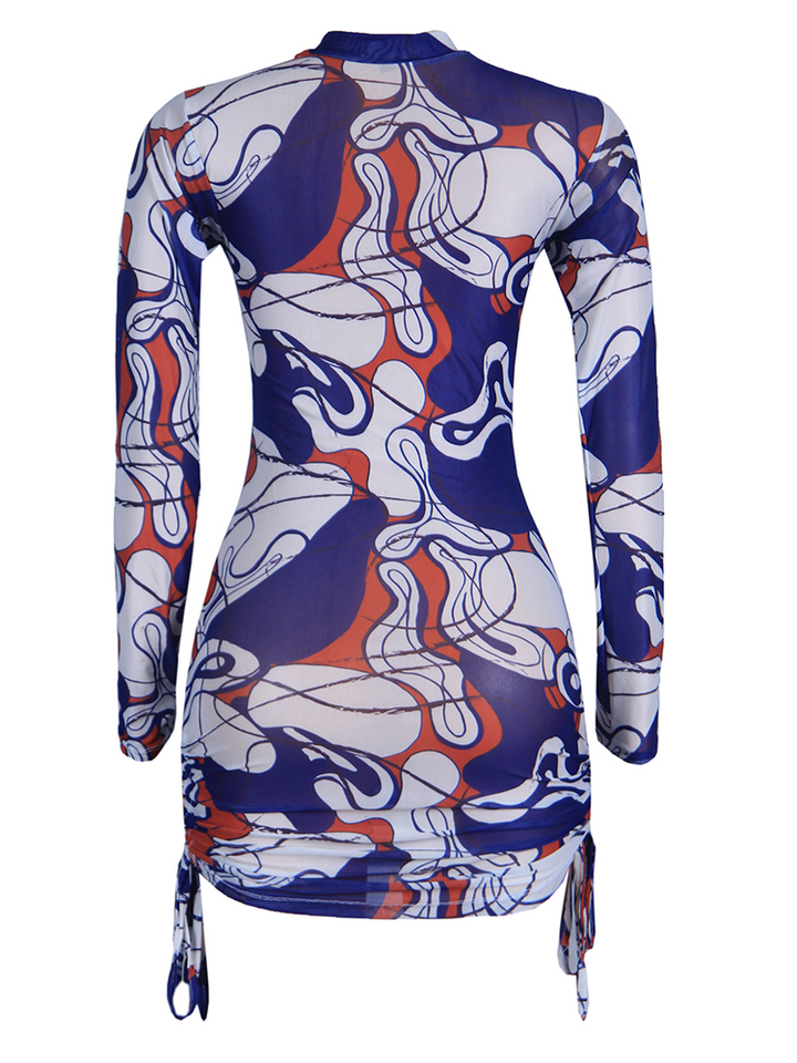 Simi Mini Mesh Dress - Blue Abstract