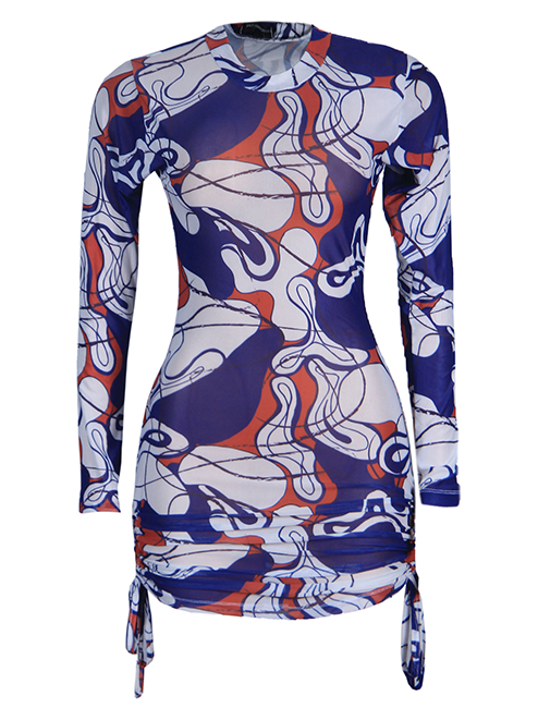 Simi Mini Mesh Dress - Blue Abstract