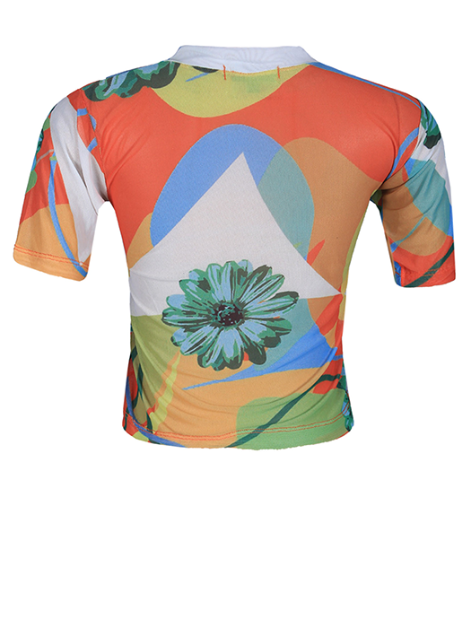 Ada Mesh Top - Orange Floral