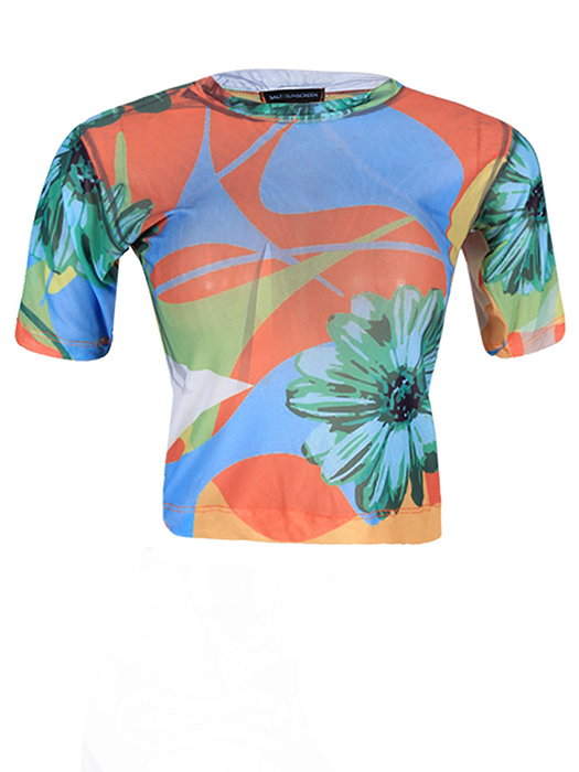 Ada Mesh Top - Orange Floral