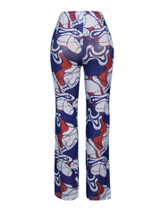 Iman Flared Mesh Trousers -  Blue Abstract