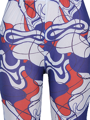 Iman Flared Mesh Trousers -  Blue Abstract