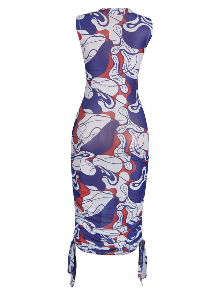 Niké Mesh Dress - Blue Abstract