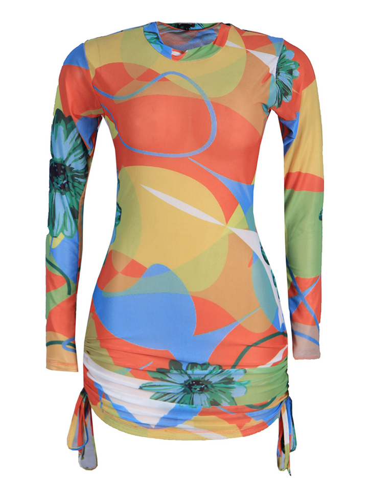 Simi Mini Mesh Dress - Orange Floral